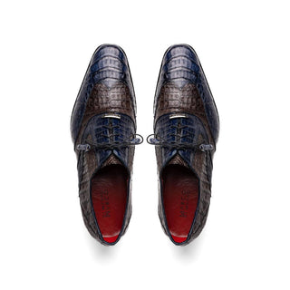 Marco Di Milano Luciano Men's Shoes Navy & Brown Exotic Crocodile Classic Wingtip Derby (MDM1103)