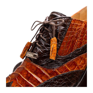 Marco Di Milano Luciano Men's Shoes Brown & Cognac Exotic Crocodile Classic Wingtip Derby (MDM1103)