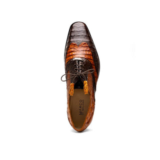 Marco Di Milano Luciano Men's Shoes Brown & Cognac Exotic Crocodile Classic Wingtip Derby (MDM1103)