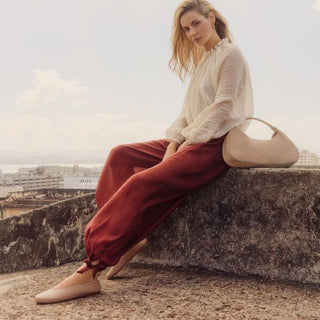 Aquatalia Luna leather crescent bag in Sand - view 2