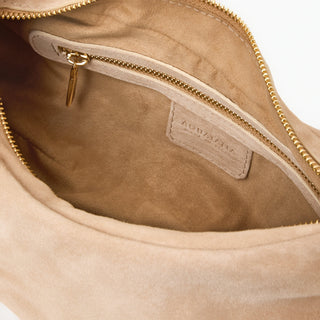 Aquatalia Luna leather crescent bag in Sand - view 6