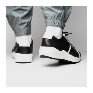 Marco Di Milano Lyon II Men's Shoes Black & White Calf-Skin / Ostrich Leg Casual Sneakers (MDM1070)