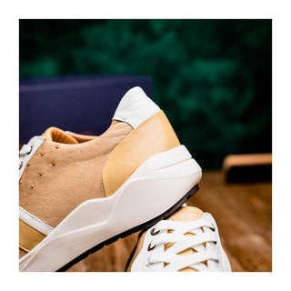 Marco Di Milano Lyon II Men's Shoes Orix & White Calf-Skin / Ostrich Leg Casual Sneakers (MDM1067)