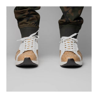 Marco Di Milano Lyon II Men's Shoes Orix & White Calf-Skin / Ostrich Leg Casual Sneakers (MDM1067)
