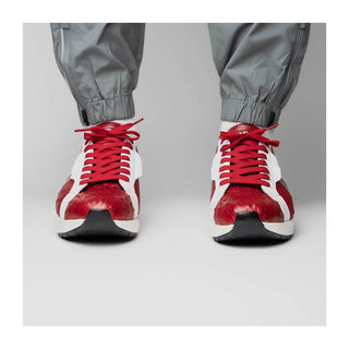 Marco Di Milano Lyon II Men's Shoes Red & White Calf-Skin / Ostrich Leg Casual Sneakers (MDM1069)