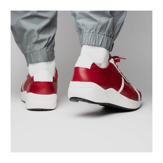 Marco Di Milano Lyon II Men's Shoes Red & White Calf-Skin / Ostrich Leg Casual Sneakers (MDM1069)
