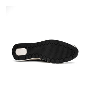 Marco Di Milano Lyon Men's Shoes Black & White Calf-Skin / Ostrich Casual Sneakers (MDM1072)