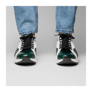 Marco Di Milano Lyon Men's Shoes Green & White Calf-Skin / Ostrich Casual Sneakers (MDM1072)