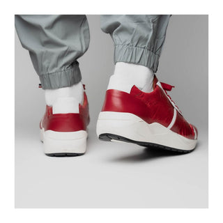 Marco Di Milano Lyon Men's Shoes Red & White Calf-Skin / Ostrich Casual Sneakers (MDM1072)