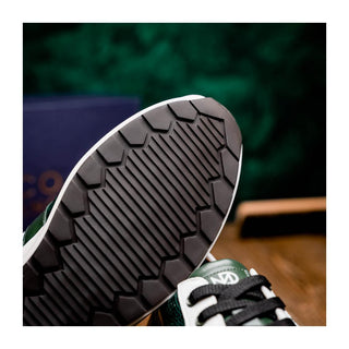 Marco Di Milano Lyon Men's Shoes Green & White Calf-Skin / Ostrich Casual Sneakers (MDM1072)