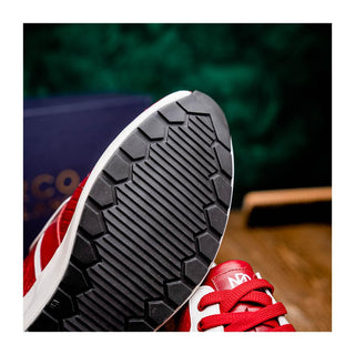 Marco Di Milano Lyon Men's Shoes Red & White Calf-Skin / Ostrich Casual Sneakers (MDM1072)