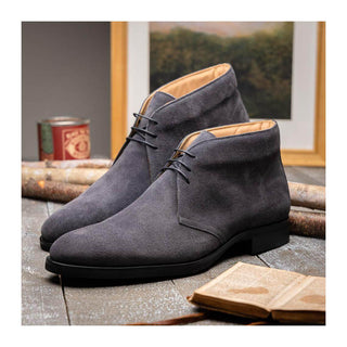 Zelli Italia Marco Men's Shoes Gray Calf-Skin Suede Chukka Boot (ZEL1067)