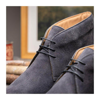Zelli Italia Marco Men's Shoes Gray Calf-Skin Suede Chukka Boot (ZEL1067)