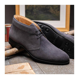 Zelli Italia Marco Men's Shoes Gray Calf-Skin Suede Chukka Boot (ZEL1067)