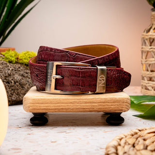 Marco Di Milano Riccardo Men's Wine Genuine Crocodile Belts (MDMB1050)
