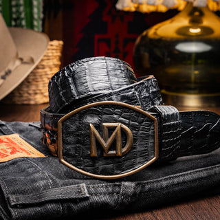 Marco Di Milano Marlboro Men’s Black Genuine Hornback Crocodile Skin Belt (MDMB1047)
