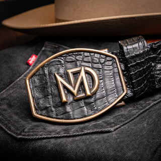 Marco Di Milano Marlboro Men’s Black Genuine Hornback Crocodile Skin Belt (MDMB1047)