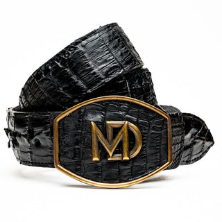 Marco Di Milano Marlboro Men’s Black Genuine Hornback Crocodile Skin Belt (MDMB1047)