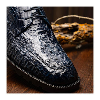 Marco Di Milano Martinelli Men's Shoes Navy Exotic Crocodile Chukka Boots (MDM1189)