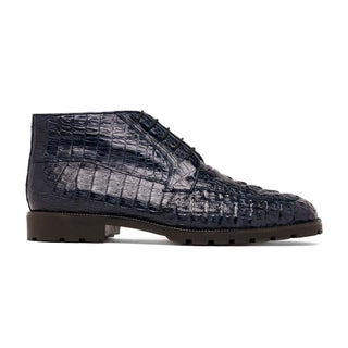 Marco Di Milano Martinelli Men's Shoes Navy Exotic Crocodile Chukka Boots (MDM1189)