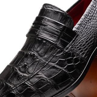 Marco Di Milano Matteo Men's Shoes Genuine Alligator Dress Penny Loafers (MDM1182)
