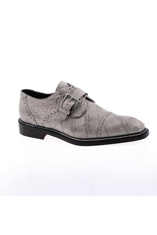 Mauri 1087/4 Alligator Light Grey single monk-strap shoe
