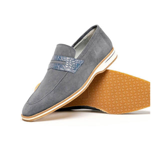 Zelli Italia Meo 3 Men's Shoes Gray Suede Goat Skin Penny Loafer (ZEL1002)