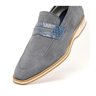 Zelli Italia Meo 3 Men's Shoes Gray Suede Goat Skin Penny Loafer (ZEL1002)