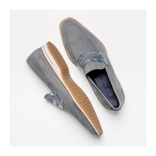 Zelli Italia Meo 3 Men's Shoes Gray Suede Goat Skin Penny Loafer (ZEL1002)