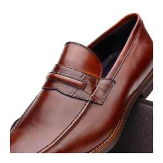 Zelli Italia Meo Men's Shoes Cognac Crocodile & Calf-Skin Leather Penny Loafer (ZEL1023)