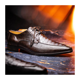 Marco Di Milano Merida Men's Shoes Brown Lizard & Caiman Crocodile Derby (MDM1132)