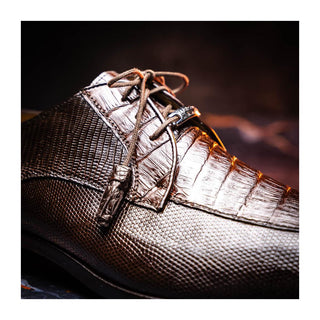 Marco Di Milano Merida Men's Shoes Brown Lizard & Caiman Crocodile Derby (MDM1132)