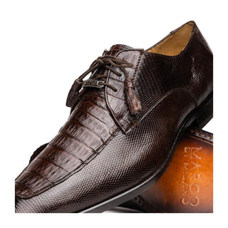 Marco Di Milano Merida Men's Shoes Brown Lizard & Caiman Crocodile Derby (MDM1132)