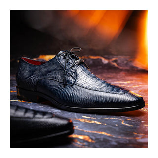 Marco Di Milano Merida Men's Shoes Navy Lizard & Caiman Crocodile Derby (MDM1132)