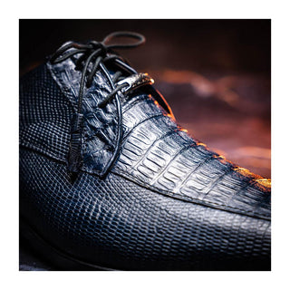 Marco Di Milano Merida Men's Shoes Navy Lizard & Caiman Crocodile Derby (MDM1132)