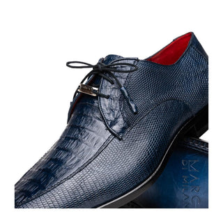 Marco Di Milano Merida Men's Shoes Navy Lizard & Caiman Crocodile Derby (MDM1132)