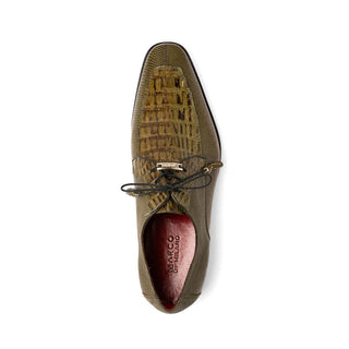 Marco Di Milano Merida Men's Shoes Olive Lizard & Caiman Crocodile Derby (MDM1132)
