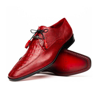 Marco Di Milano Merida Men's Shoes Red Lizard & Caiman Crocodile Derby (MDM1132)
