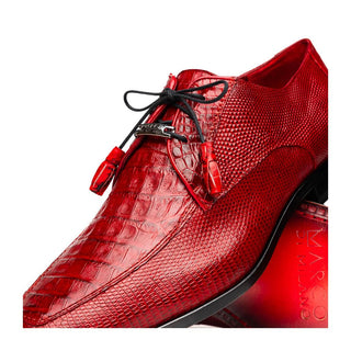 Marco Di Milano Merida Men's Shoes Red Lizard & Caiman Crocodile Derby (MDM1132)