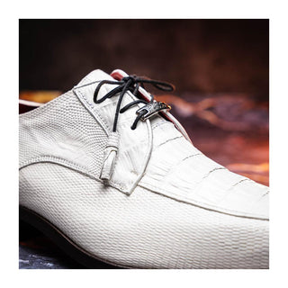 Marco Di Milano Merida Men's Shoes White Lizard & Caiman Crocodile Derby (MDM1132)