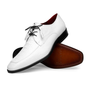 Marco Di Milano Merida Men's Shoes White Lizard & Caiman Crocodile Derby (MDM1132)