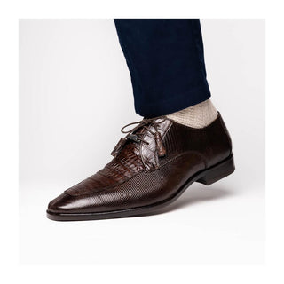 Marco Di Milano Merida Men's Shoes Brown Lizard & Caiman Crocodile Derby (MDM1132)