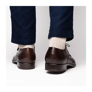 Marco Di Milano Merida Men's Shoes Brown Lizard & Caiman Crocodile Derby (MDM1132)