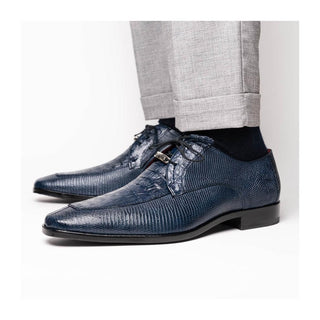 Marco Di Milano Merida Men's Shoes Navy Lizard & Caiman Crocodile Derby (MDM1132)