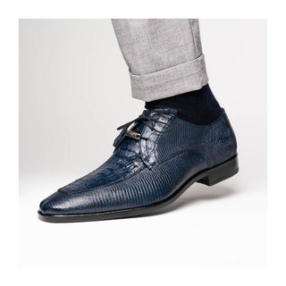 Marco Di Milano Merida Men's Shoes Navy Lizard & Caiman Crocodile Derby (MDM1132)