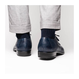 Marco Di Milano Merida Men's Shoes Navy Lizard & Caiman Crocodile Derby (MDM1132)