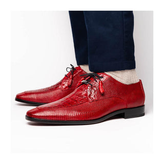 Marco Di Milano Merida Men's Shoes Red Lizard & Caiman Crocodile Derby (MDM1132)