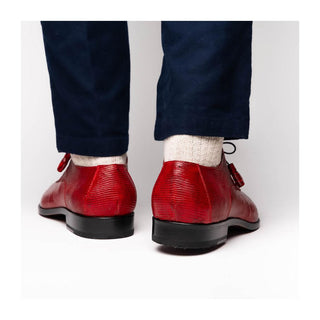 Marco Di Milano Merida Men's Shoes Red Lizard & Caiman Crocodile Derby (MDM1132)