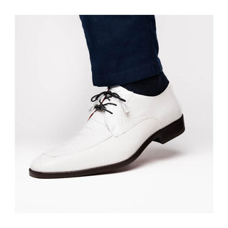 Marco Di Milano Merida Men's Shoes White Lizard & Caiman Crocodile Derby (MDM1132)