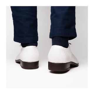 Marco Di Milano Merida Men's Shoes White Lizard & Caiman Crocodile Derby (MDM1132)